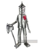 "Woodsman" Metal Tin Man Sculpture in a Silver Finish