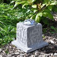 Stone Effect Pet Memorial Vase in Situ with Plants