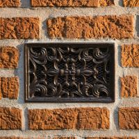 Ornate 9" x 6" Cast Iron Air Brick installed Ornate 9" x 6" Cast Iron Air Brick installed