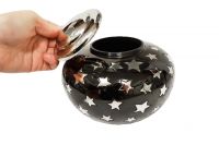 Large black and silver star urn