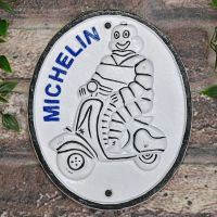 "Michelin Man" Scooter Cast Automobilia Reproduction Sign in Situ on Brick Wall "Michelin Man" Scooter Cast Automobilia Reproduction Sign in Situ on Brick Wall