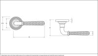Midnight Black Hammered Unsprung Lever Door Handle on Beehive Rose Dimensions