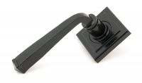 Midnight Black Lever Door Handle on Square Rose Close-Up