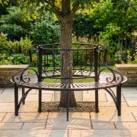 Midnight Black Ornate Antique Full Tree Bench digital illustration