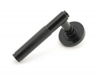 Midnight Black Textured Lever Door Handle on Rose