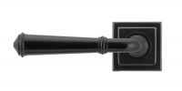 Midnight Black Unsprung Lever Door Handle on Square Rose Midnight Black Unsprung Lever Door Handle on Square Rose