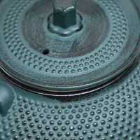 Close-Up of Midnight Green & Black Finish on Cast Iron Teapot