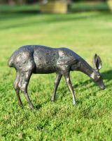 Miniature Aged Verdigris Deer Garden Sculpture in Situ in the Garden