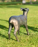 View of the Back of the Miniature Aged Verdigris Doe Garden Sculpture