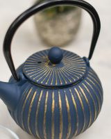 Close-Up of Miniature Blue & Gold "Ushirode Kyusu" Japanese Style Teapot