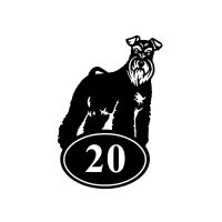 Miniature Schnauzer Iron House Number Sign on white background 