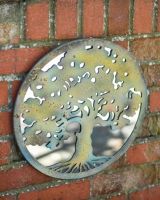 Mirrored Rustic Oak Tree Wall Art Three Quarter View