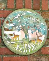 Mirrored Rustic Deer Under Tree Wall Art