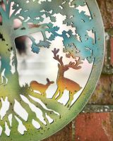 Close up of Mirrored Rustic Deer Under Tree Wall Art stag