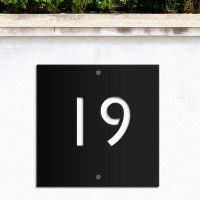 Modern Black Square House Number Sign