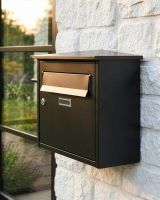 Modern Black Steel Front Opening Wall Mounted Post Box with Lock digital illustration