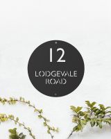 Modern Circular Steel House Sign Finished in Black Modern Circular Steel House Sign Finished in Black