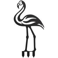 Modern Sheet Steel Flamingo Silhouette in Black Finish with Spikes