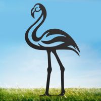 Modern Sheet Steel Flamingo Silhouette in Black Finish