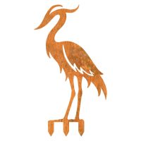 Modern Heron Sheet Steel Silhouette in Rustic Finish with Spikes