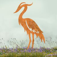 Modern Heron Sheet Steel Silhouette in Rustic Finish