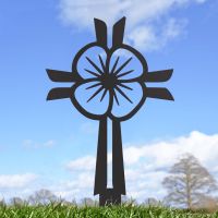 Modern Poppy Cross "Remembrance" Ground Spike in Black Finish