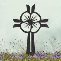 Black Ground Spike with Modern Poppy Cross "Remembrance" Topper