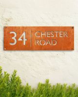 Corten Steel House Number Sign with Street Name