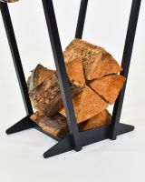 Modern V-Shaped Open Surround Log Holder and Kindling Cradle base with logs