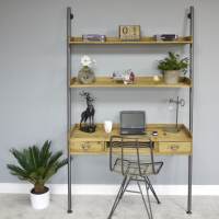 Modern Wood & Iron Desk With Shelves in Situ Modern Wood & Iron Desk With Shelves in Situ
