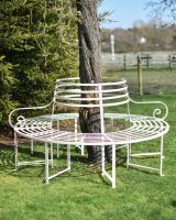 Monmouthshire Cream Wrought Iron Deluxe Tree Seat in Situ