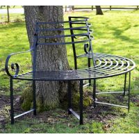"Monmouthshire" Wrought Iron Deluxe Tree Seat in Situ by a Tree