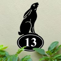 Moon Gazing Hare Iron House Number Sign Moon Gazing Hare Iron House Number Sign