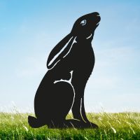Black Sheet Steel Silhouette with Moon Gazing Hare Design