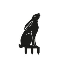 Moon Gazing Hare Sheet Steel Silhouette in Black Finish with Spikes