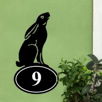 Moon Gazing Hare Iron House Number Sign Moon Gazing Hare Iron House Number Sign