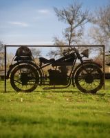 ‘Frontline’ Rustic Wall Art of a Vintage Motorbike main image