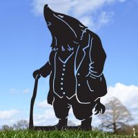 Black Mr Badger With Walking Stick Silhouette in Situ