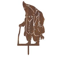 Mr Badger With Walking Stick Silhouette in a Rustic Finish