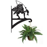 Mr Frog Iron Hanging Basket Bracket Holding a Flower Basket