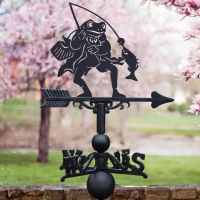 Black Mr Frog Weathervane on Spring scene background