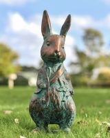 Mr Rabbit Verdigris Sculpture in Situ in the Garden