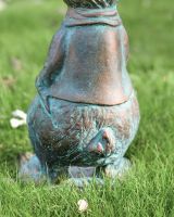 View of the back of the Mr Rabbit Verdigris Sculpture