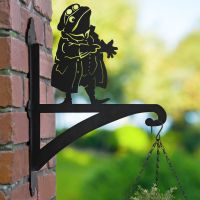 Mr. Toad Iron Hanging Basket Bracket in Garden Setting 