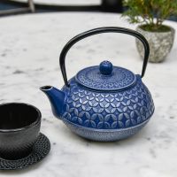 Japanese Inspired "Mulberry" Blue Cast Iron Teapot 