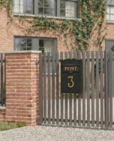 mulrose-post-box-on-gate-with-brass-numbers_1 installed on a gate on a new home mulrose-post-box-on-gate-with-brass-numbers_1 installed on a gate on a new home