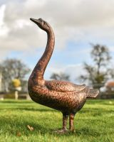 Cast Aluminum "Myles" Head Up Swan Garden Sculpture in Bronze Cast Aluminum "Myles" Head Up Swan Garden Sculpture in Bronze