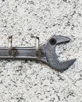 Close up of Spanner Coat Hook Natural Recycled Iron head