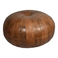 Brown Buffalo Leather Pouffe 