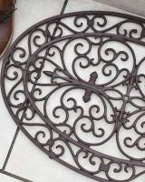 Natural Cast Iron Ornate "Aureate" Oval Doormat in SItu